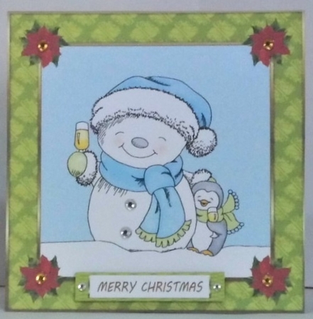 Snowman Cheers Holiday Topper 2 by Hazel Underwood