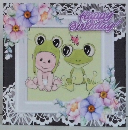  4 Cute babies with animals and flowers card fronts 7x7 mini kit by Hazel Underwood