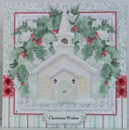 Christmas Card Topper  Church  by Hazel Underwood