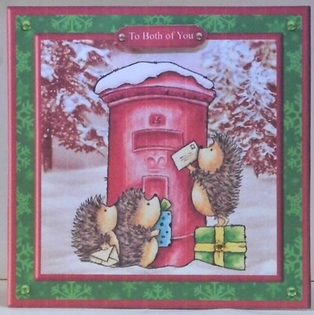Christmas Hedgehogs Post Box Card Mini Kit & Decoupage by Hazel Underwood