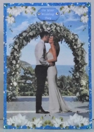 Bride & Groom Kissing Under green archway 2 by Hazel Underwood
