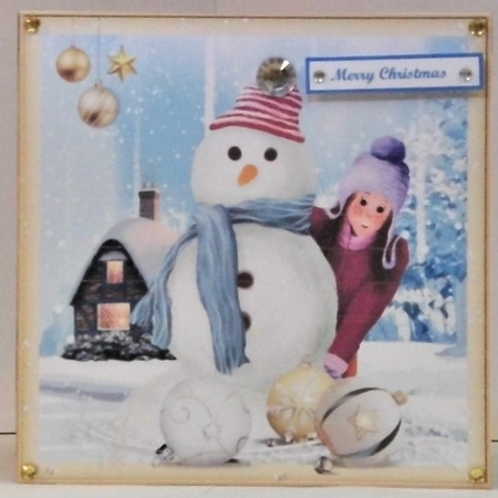 Snowman and baubles by Hazel Underwood