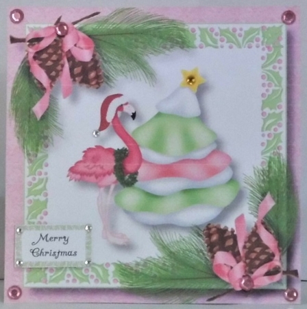 Christmas Flamingo 8x8 by Hazel Underwood