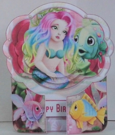 Gate fold Pyramage Card kit pink mermaid by Hazel Underwood