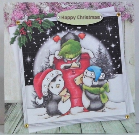 Penguins Christmas Post by Hazel Underwood