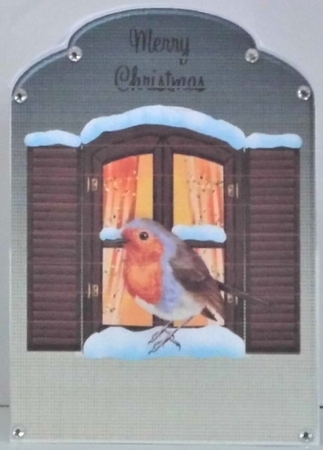 Christmas Robin Scalloped Top Quick Card by Hazel Underwood