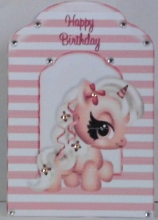 Pink Unicorn Scalloped Top Quick Card by Hazel Underwood