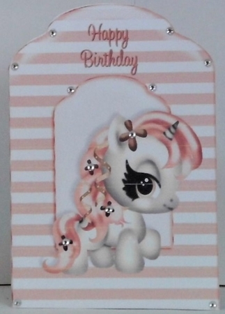 White Unicorn Scalloped Top Quick Card by Hazel Underwood