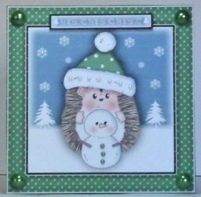 Hedgy With Snowman Green Mini Kit by Hazel Underwood