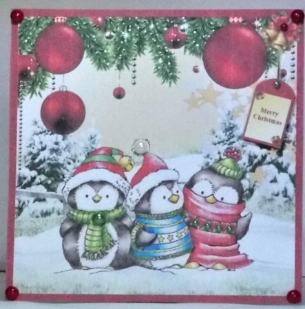 Three chilly penguins christmas mini kit & decoupage by Hazel Underwood