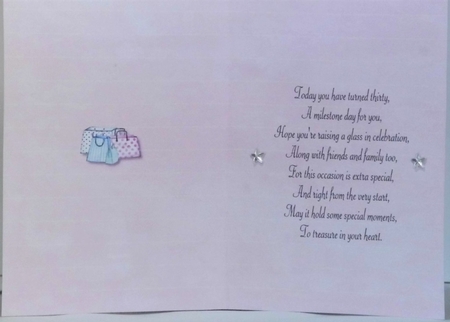 30th birthday treat insert by Hazel Underwood