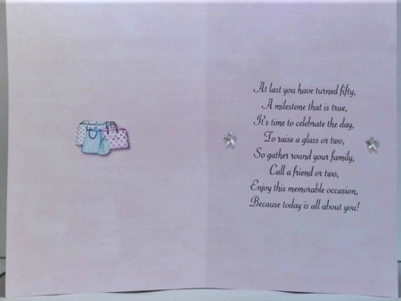 50th birthday treat insert by Hazel Underwood
