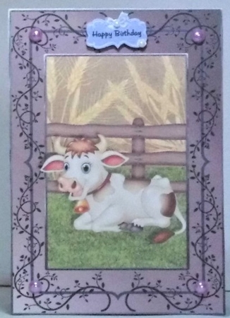 Bull A5 Card Front With Decoupage by Hazel Underwood