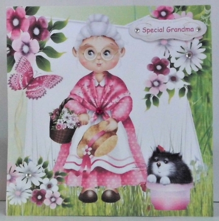 4 Lovely Grannies the garden card fronts with flowers 8x8 Mini Kit by Hazel Underwood