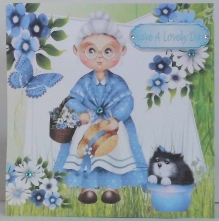 4 Lovely Grannies the garden card fronts with flowers 8x8 Mini Kit by Hazel Underwood