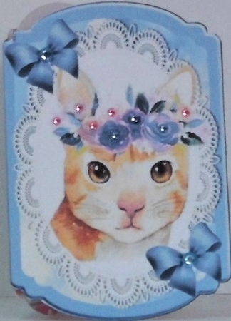 4 Lovely watercolour cats on lace with flowers Bracket cards mini kit by Hazel Underwood