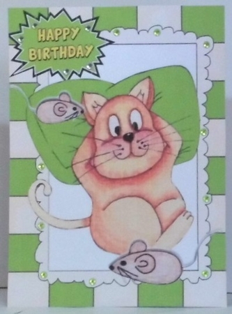 8 Fat Lazy Cats with mice in watercolours (4 A4 & 4 A5) Cards BUMPER KIT by Hazel Underwood