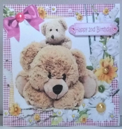 4 cuddly teddy bears and baby in gingham,card fronts 8x8 mini kit by Hazel Underwood