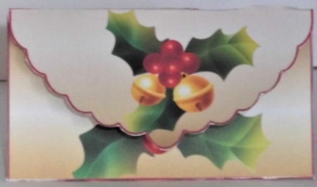 Holly bells gift money wallet by Hazel Underwood