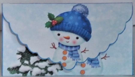 snowman and christmas tree money wallet by Hazel Underwood