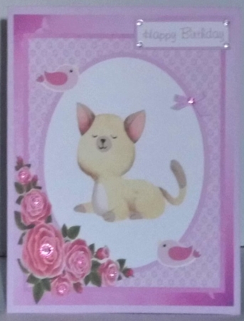 Birthday greeting card with cute cat image by Hazel Underwood