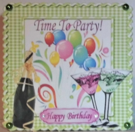 Time to party with cocktails with balloons 7x7 by Hazel Underwood