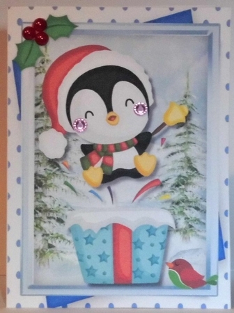 A5 , Jumping  Penguin   by Hazel Underwood
