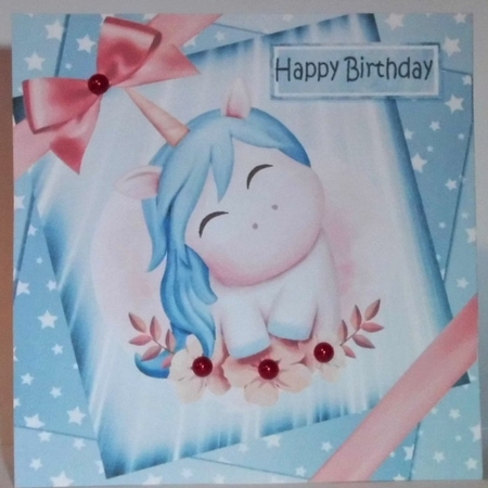  4 fantasy watercolour card fronts  unicorn in star spangled sky 8x8 mini kit by Hazel Underwood