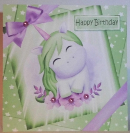  4 fantasy watercolour card fronts  unicorn in star spangled sky 8x8 mini kit by Hazel Underwood