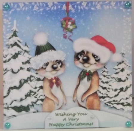 8 x 8 Christmas Meerkats Under The Mistletoe Card Kit With Assorted Greetings by Hazel Underwood