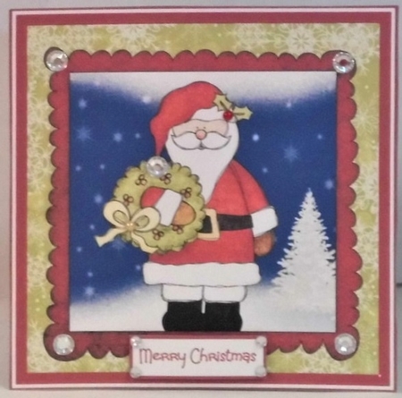 Santa Clause and holly wreath by Hazel Underwood