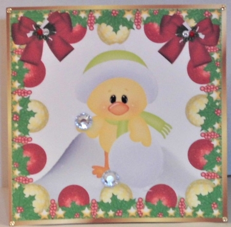 Cute little yellow chick in christmas baubles 8x8 frame (one) by Hazel Underwood