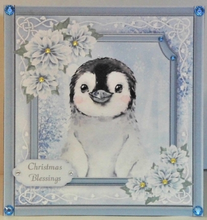 Gorgeous Penguin With Blue Festive Flowers 8x8  by Hazel Underwood