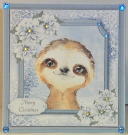 Gorgeous Sloth With Blue Festive Flowers 8x8  by Hazel Underwood