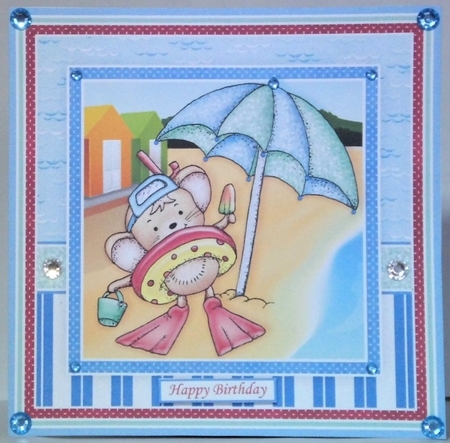 BEACH READY MOUSE 7.5 Decoupage & Insert Mini Kit by Hazel Underwood