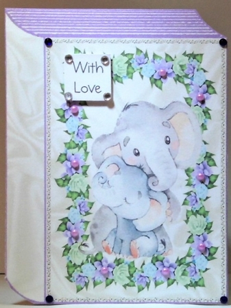 Pretty Floral book card with cuddling ele and baby  by Hazel Underwood