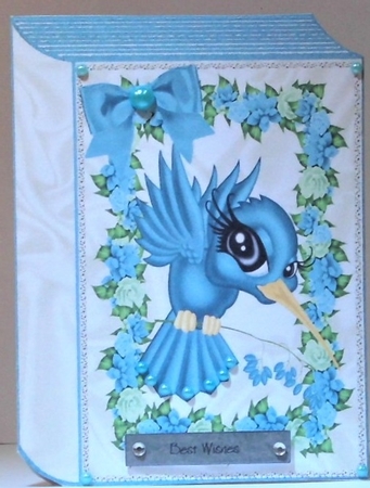  4 Pretty toon  humming birds with flowers and bow folded book mini kit by Hazel Underwood