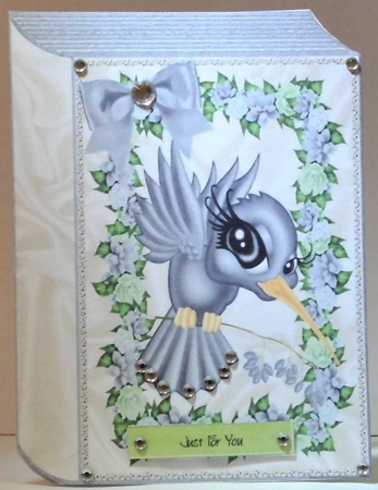  4 Pretty toon  humming birds with flowers and bow folded book mini kit by Hazel Underwood