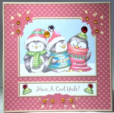 Have A Cool Yule Penguin Trio Topper (Red) by Hazel Underwood