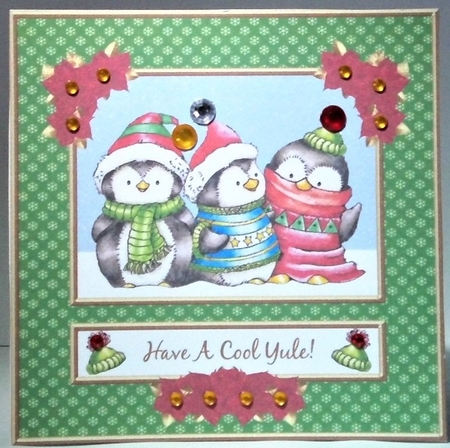 Have A Cool Yule Penguin Trio Topper (Green) by Hazel Underwood