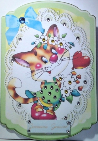 Cute Kittens presents on lace bracket card Card front mini kits by Hazel Underwood