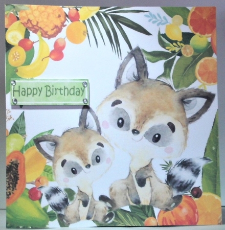 4 Lovely  Animals in  Fruit Frame 8x8 card fronts mini kit (SET 4) by Hazel Underwood