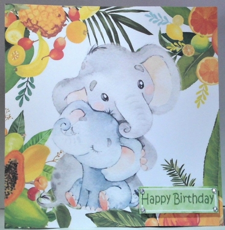4 Lovely  Animals in  Fruit Frame 8x8 card fronts mini kit (SET 4) by Hazel Underwood