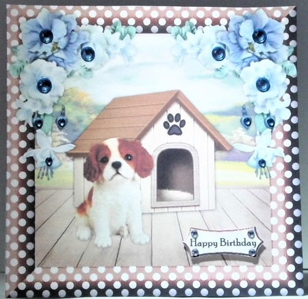 Cute KIng Charles Spaniel Puppy Birthday Card by Hazel Underwood