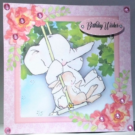 Ellie and Rabbit Swinging High by Hazel Underwood