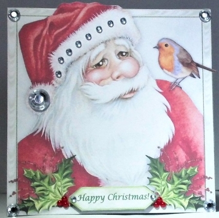 Happy Santa & Robin 8 x 8 Over The Edge Card Kit With Insert and Assorted Greetings by Hazel Underwood