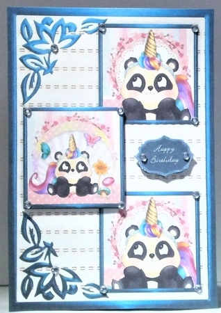 Im A Pandacorn Three Square Quick Card by Hazel Underwood