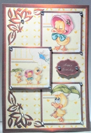 Duckings Three Square Quick Card by Hazel Underwood