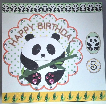 Cute Panda Birthday Scalloped Round Topper 1 by Hazel Underwood