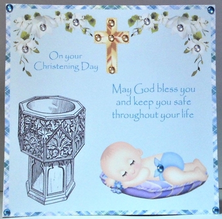 A CHRISTENING CARD FOR A BABY BOY by Hazel Underwood